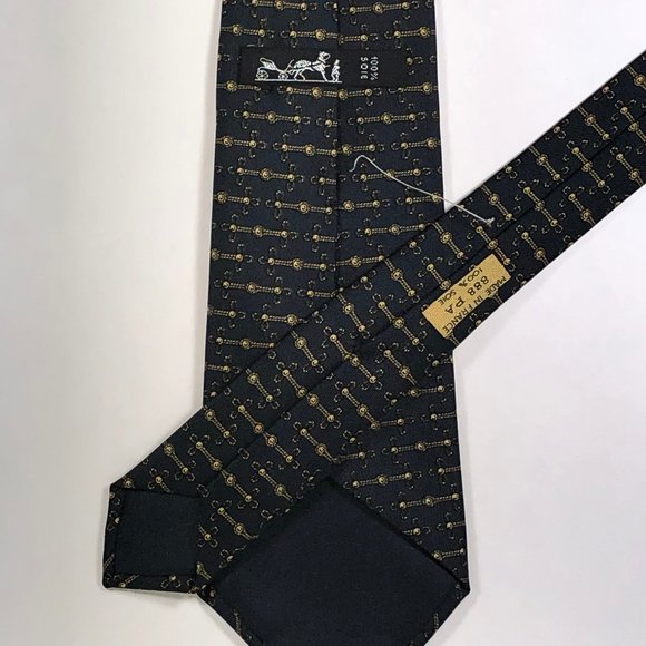 Hermès Tie | 888 PA | Black + Gold | Pre-1970 | Ultra Rare | Exquisite Condition - Picture 2 of 4